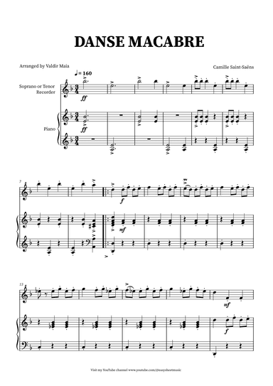Danse Macabre - Soprano Recorder and Piano (arr. Valdir Maia)