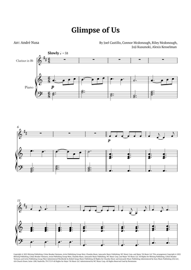 Glimpse Of Us (arr. André Nusa)