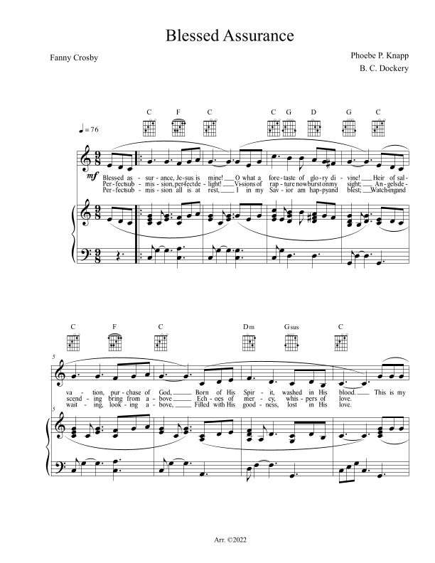 Blessed Assurance (Piano/Vocal/Guitar) (arr. B. C. Dockery)