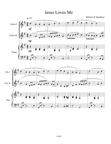 Jesus Loves Me (violin duet) with optional piano accompaniment (arr. B. C. Dockery)