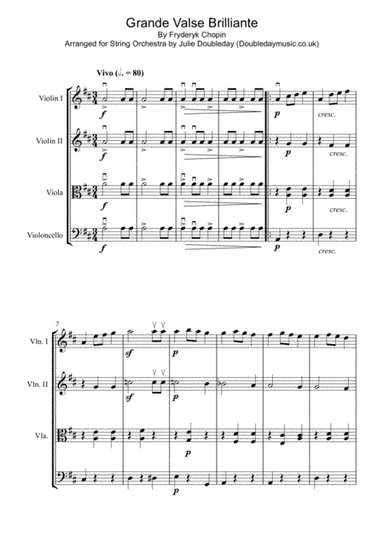 Chopin: Grande Valse Brilliante for String Quartet - Score and Parts (arr. Julie Doubleday)