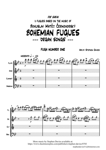 Bohemian Fugues based on the music of Cernohorsky for Wind Quartet arr.Stephen Davies (arr. Stephen Davies)