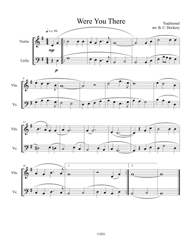 Were You There (violin and cello duet) (arr. B. C. Dockery)