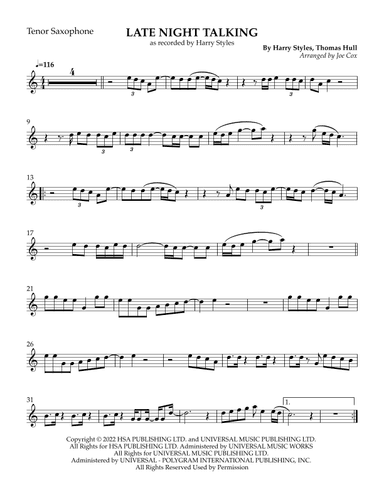 Late Night Talking (arr. Joe Cox)