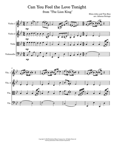 Can You Feel The Love Tonight (arr. Athena Strings)