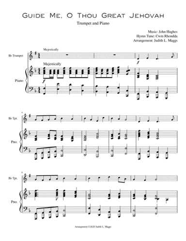 Guide Me, O Thou Great Jehovah - Bb Trumpet and Piano (arr. Judith. L. Maggs)