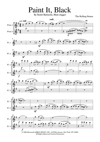 Paint It, Black (arr. Golden Skull Editions)