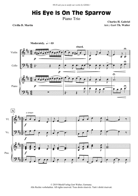 His Eye Is On The Sparrow (arr. Gert Th. Walter)