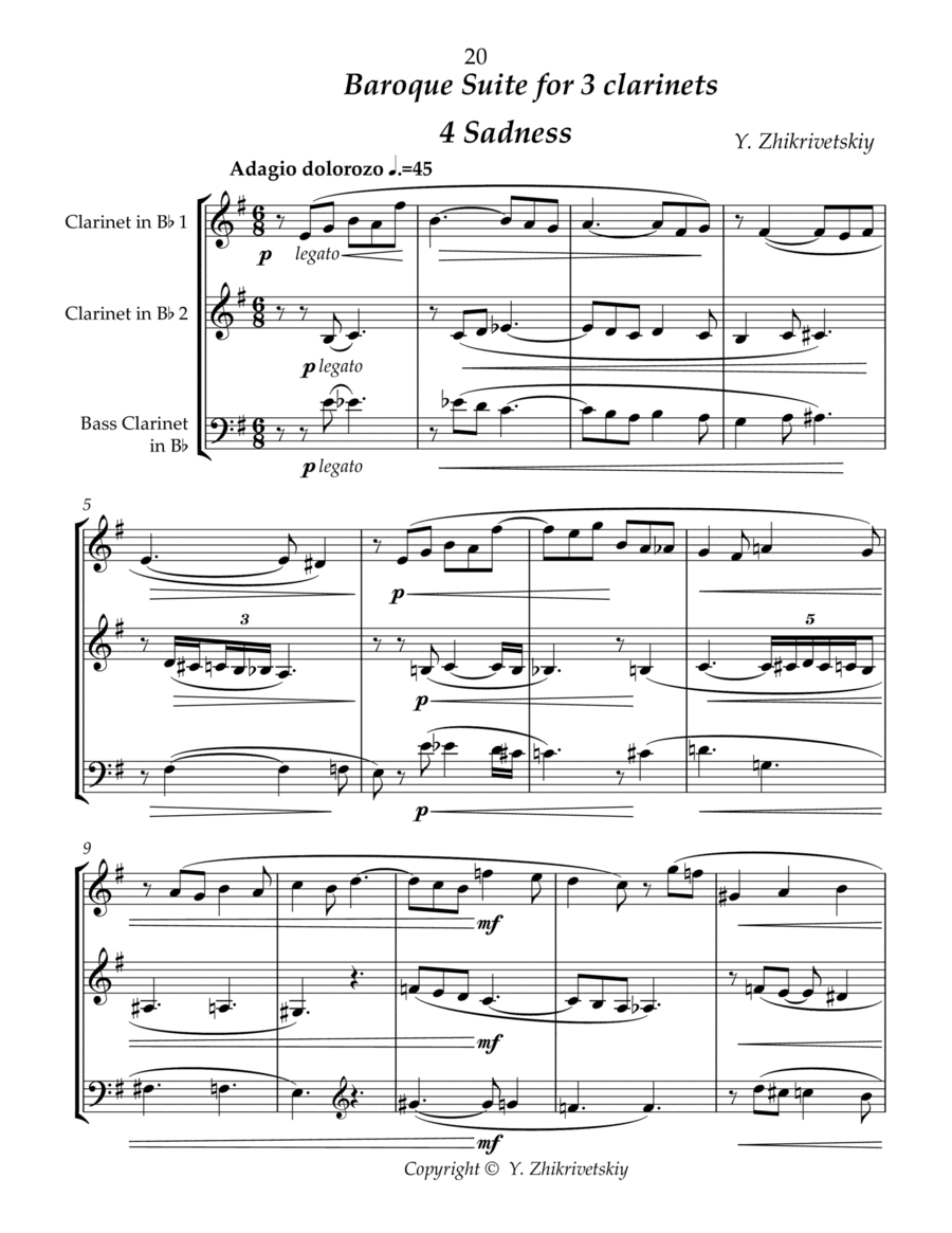 Baroque Suite for 3 clarinets.4 Sadness