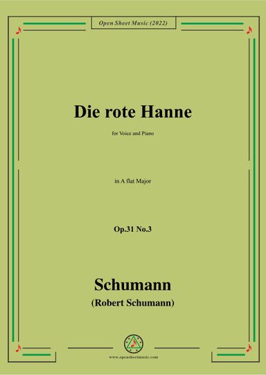 Schumann-Die rote Hanne,Op.31 No.3,in A flar Major (arr. OSM Press)