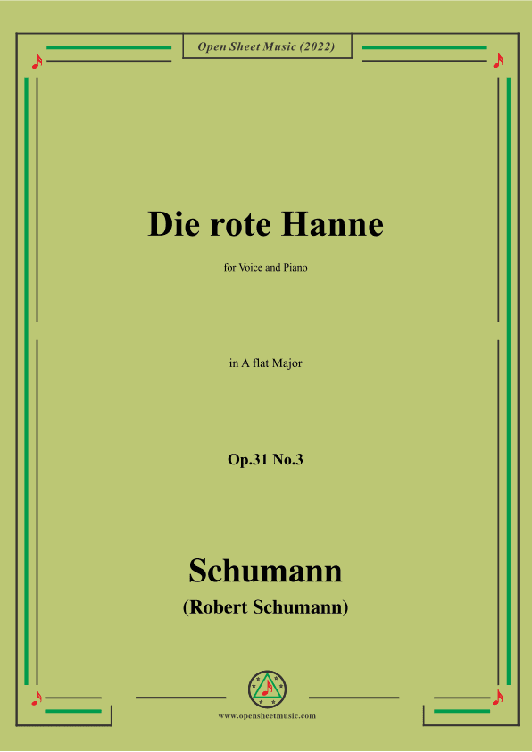 Schumann-Die rote Hanne,Op.31 No.3,in A flar Major (arr. OSM Press)