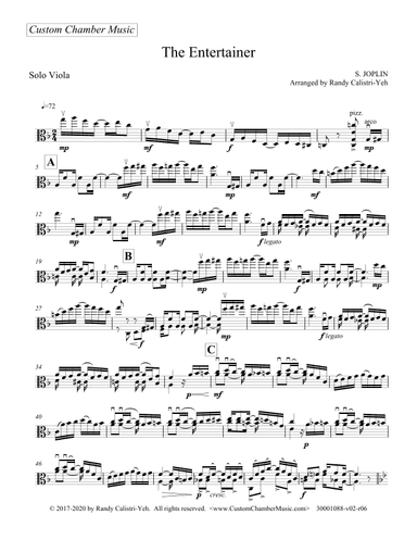 Joplin "The Entertainer" (solo viola) (arr. Randy Calistri-Yeh)
