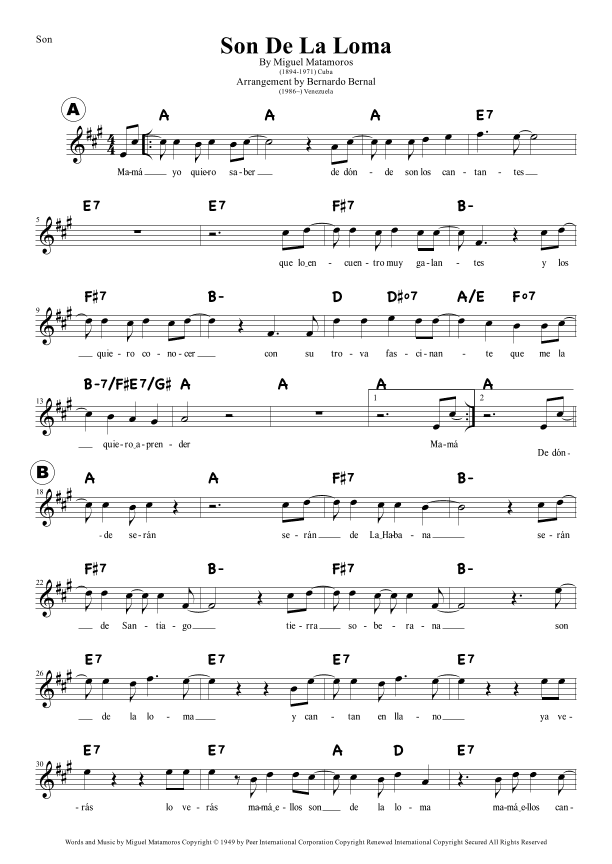 Son De La Loma (arr. Bernardo Bernal Hidalgo)