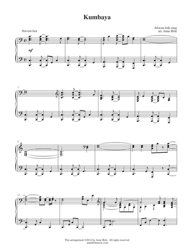 Kumbaya (advanced intermediate) (arr. Anne Britt)
