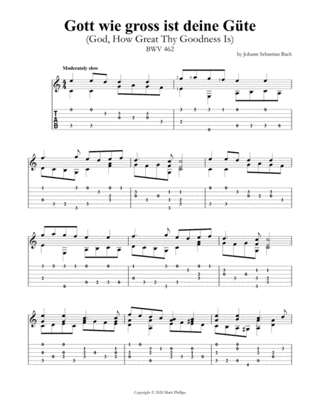Gott wie gross ist deine Güte (God, How Great Thy Goodness Is) BWV 462 (arr. Mark Phillips)