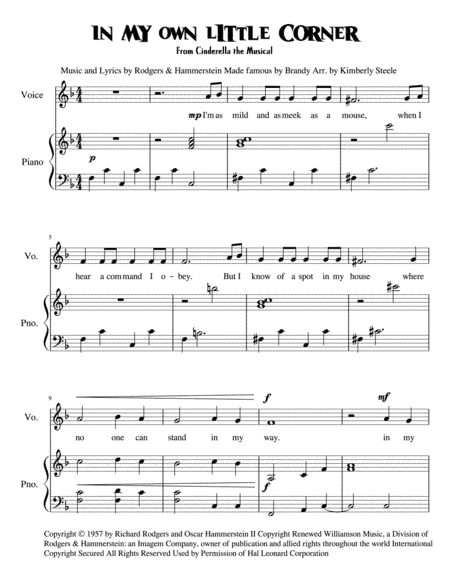 In My Own Little Corner (arr. Kimberly Steele)