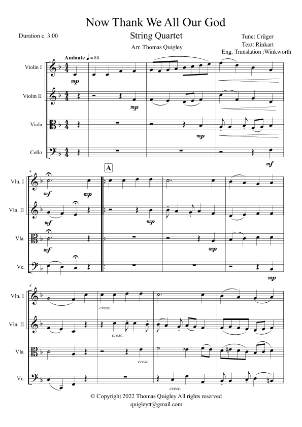 Now Thank We All Our God (arr. Thomas Quigley)