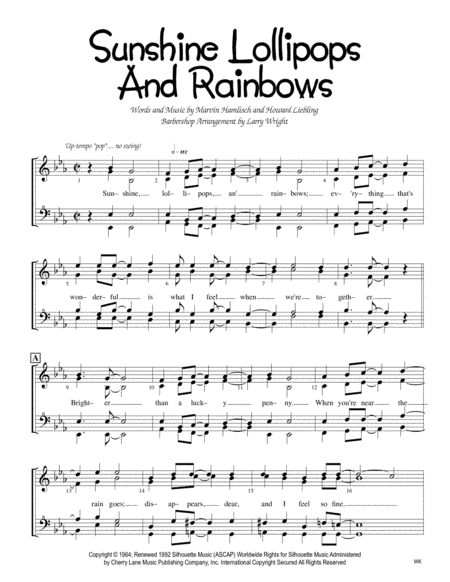 Sunshine, Lollipops And Rainbows (arr. Larry Wright)