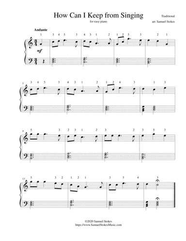 How Can I Keep from Singing (My Life Flows on in Endless Song) - for easy piano (arr. Samuel Stokes)