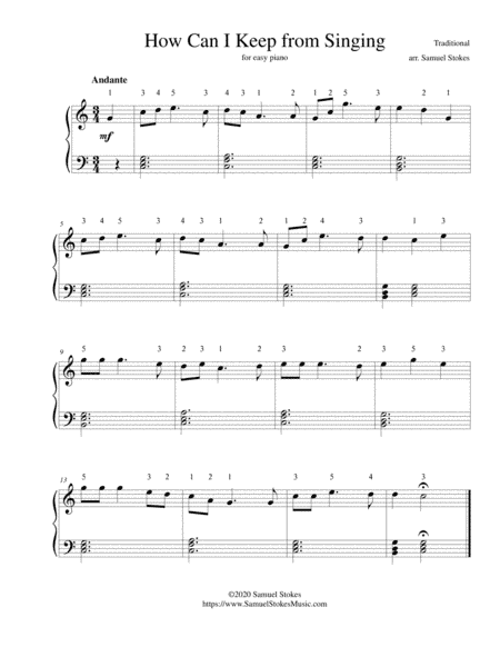 How Can I Keep from Singing (My Life Flows on in Endless Song) - for easy piano (arr. Samuel Stokes)