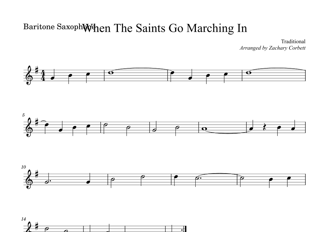 When The Saints Go Marching In (arr. Zachary Corbett)