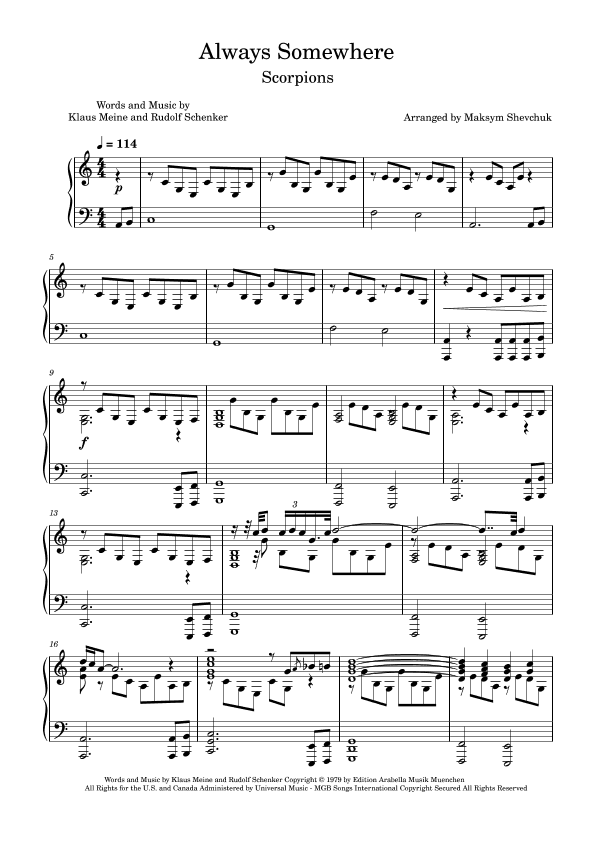 Always Somewhere (arr. Maksym Shevchuk)