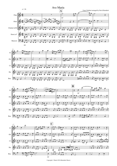Ave Maria for Woodwind Quintet (arr. David Burndrett)