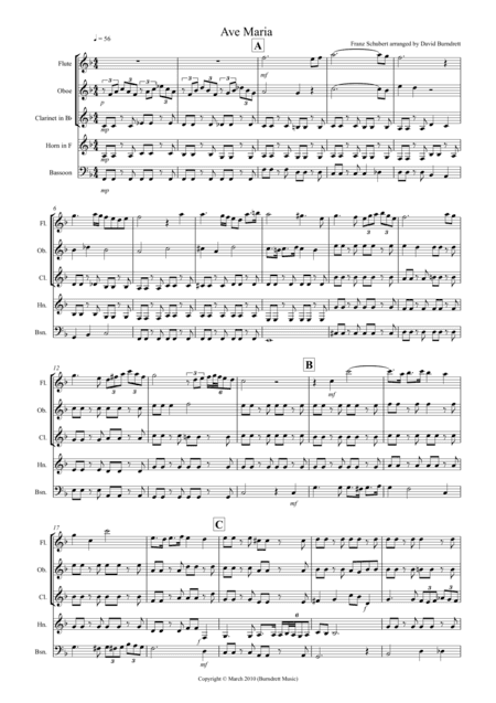 Ave Maria for Woodwind Quintet (arr. David Burndrett)