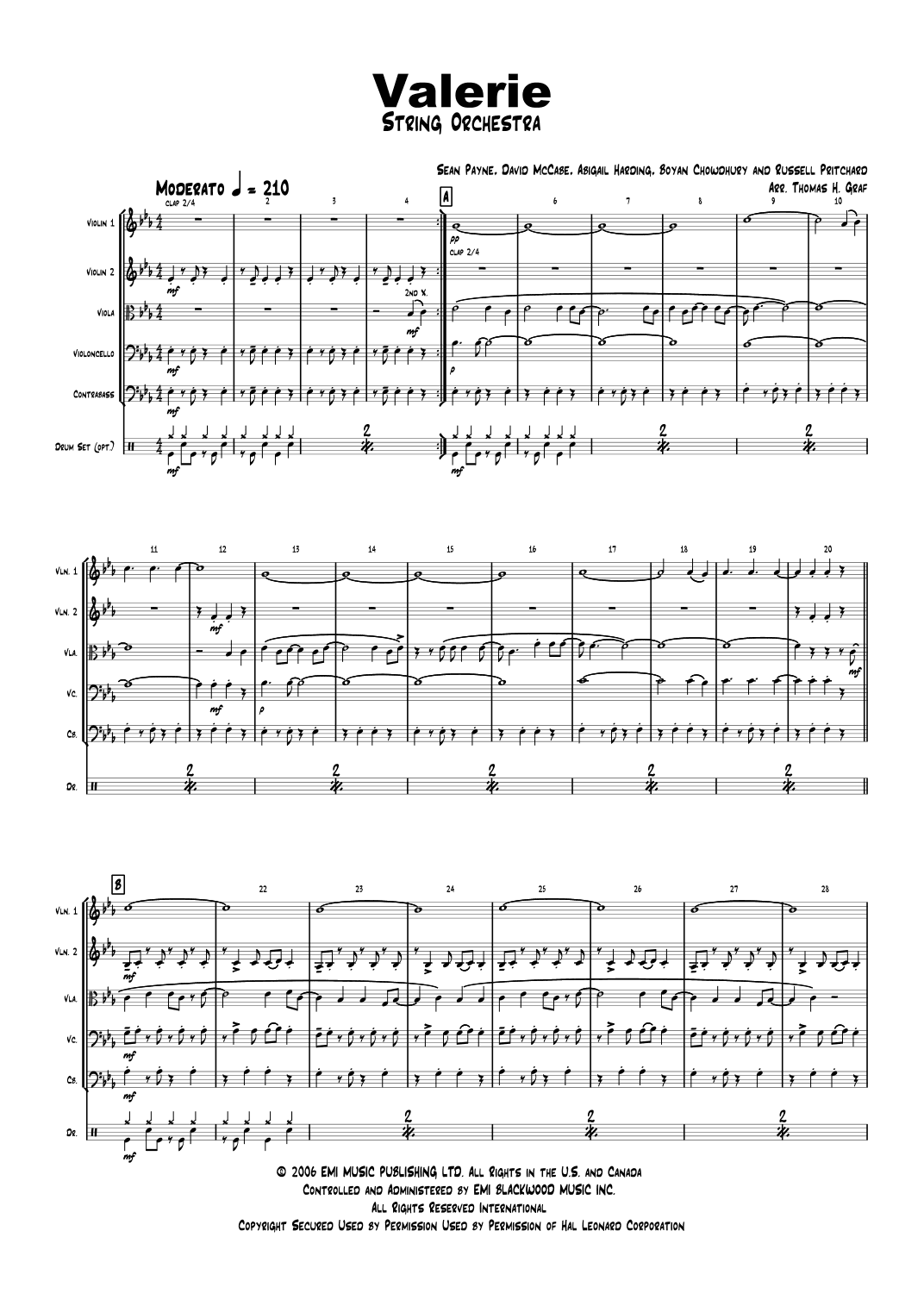 Valerie (arr. Thomas H. Graf)