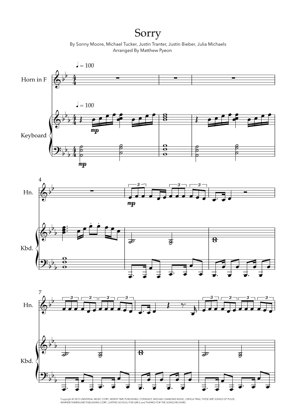 Sorry (arr. Matthew pyeon)