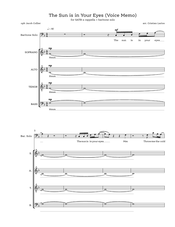 The Sun Is In Your Eyes (voice Memo) (arr. Cristian Larios)