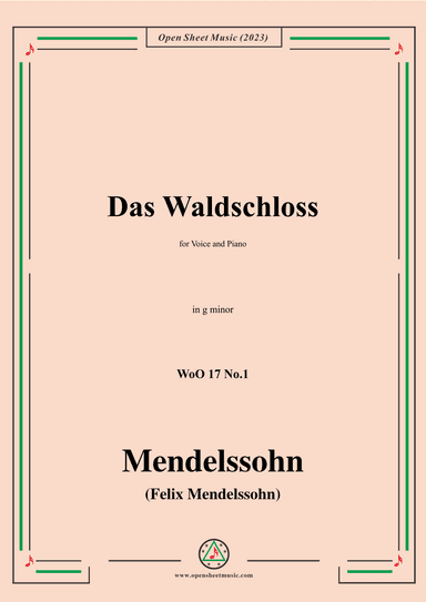 F. Mendelssohn-Das Waldschloss,WoO 17 No.1,in g minor (arr. OSM Press)