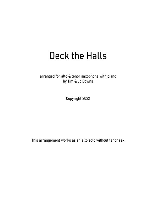 Deck The Hall (swing & Latin) (arr. Tim Downs)