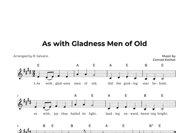 As with Gladness Men of Old (Key of E Major) (arr. R. Salvario)