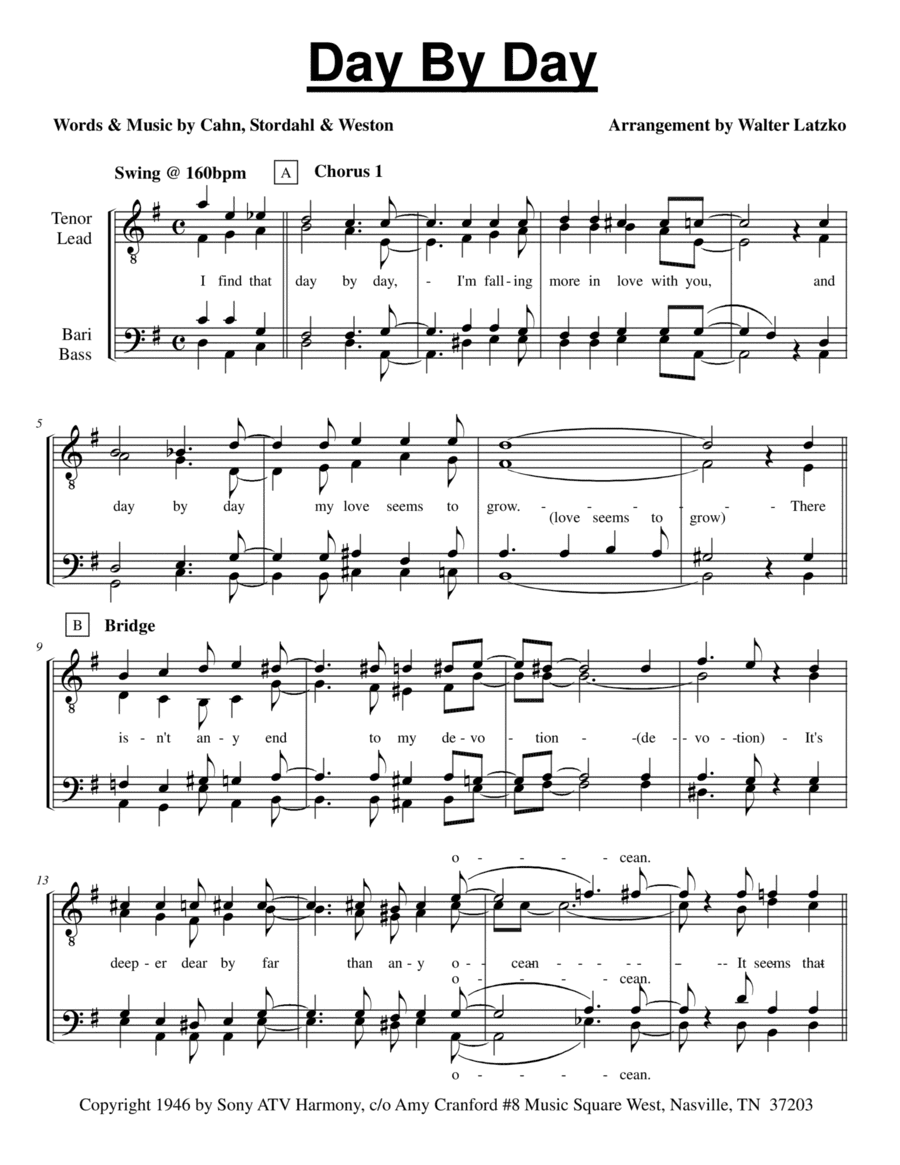Day By Day (arr. Walter Latsko)