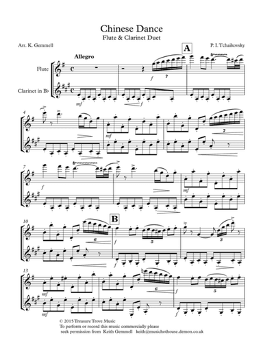 Chinese Dance (Nutcracker Suite): Flute & Clarinet Duet (arr. Keith Gemmell)