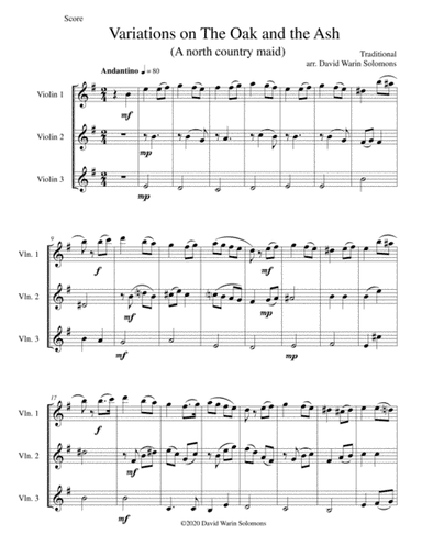 Variations on The Oak and the Ash (A north country Maid) for violin trio (arr. David Warin Solomons)
