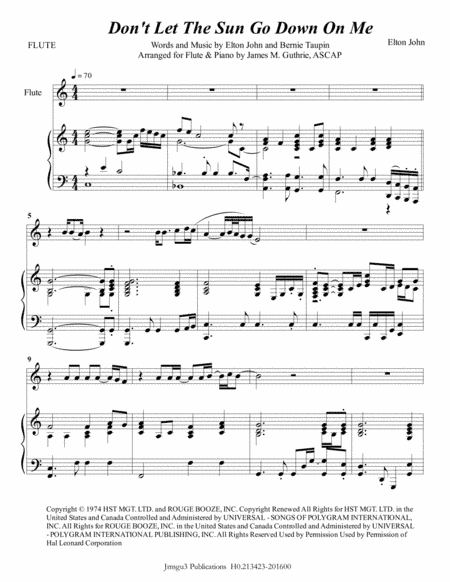 Don't Let The Sun Go Down On Me (arr. James M. Guthrie, ASCAP)