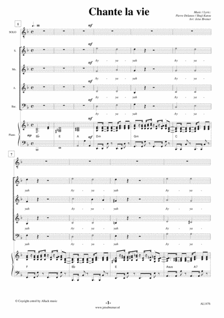 Chante Comme Si Tu Devais Mourir Demain (arr. Jetse Bremer)