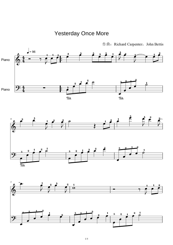 Yesterday Once More (arr. John Bettis)