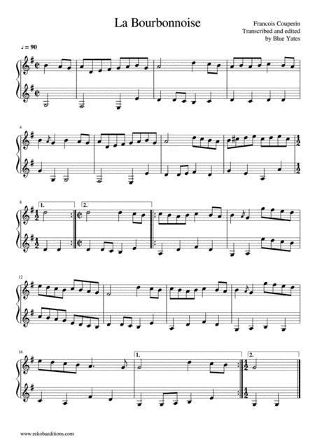 La Bourbonnoise (Francois Couperin) (arr. Blue Yates)