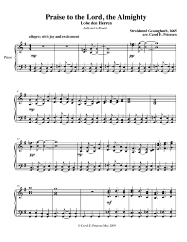 Praise to the Lord the Almighty (Lobe den Herren) (arr. Carol E. Petersen)