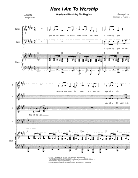 Here I Am To Worship (arr. Stephen DeCesare)