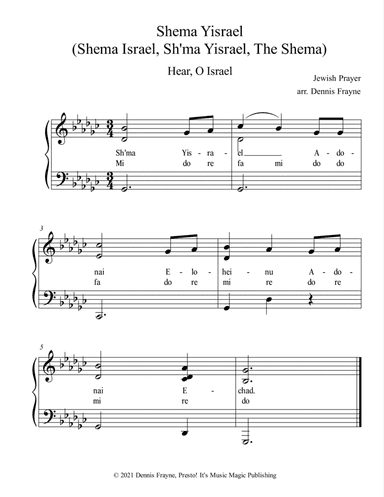 Shema Yisrael (Shema Israel, Sh'ma Yisrael, The Shema) (arr. Dennis Frayne)