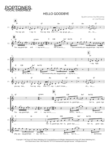 Hello, Goodbye (arr. Lisa Perusse)