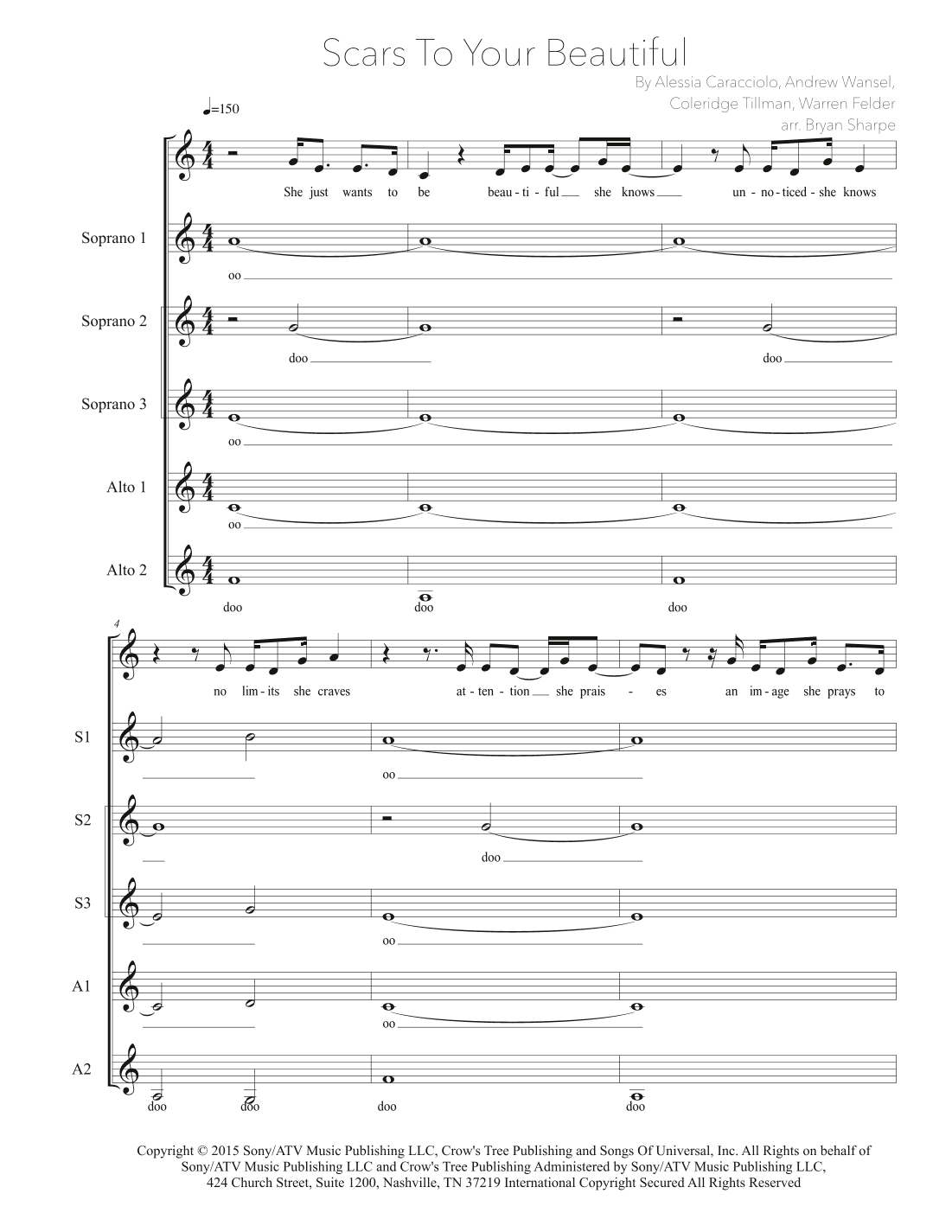 Scars To Your Beautiful (arr. Bryan Sharpe)