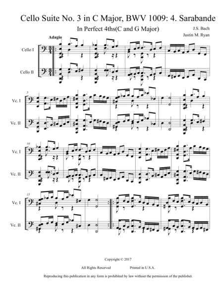 Cello Suite No. 3, BWV 1009: 4. Sarabande (arr. Justin M. Ryan)