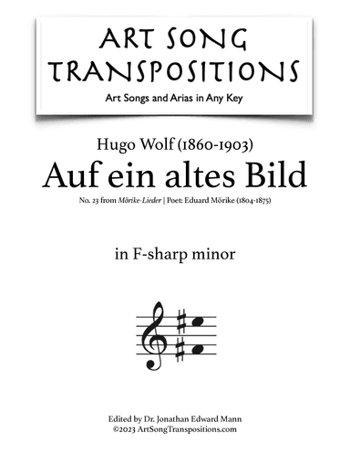WOLF: Auf ein altes Bild (transposed to F-sharp minor) (arr. ArtSongTranspositions.com)