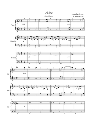 Adieau. Piano 6 hands (arr. Ester Alessandrini)