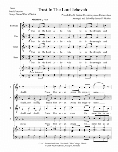 Trust in the Lord Jehovah (arr. James F. Rickley)
